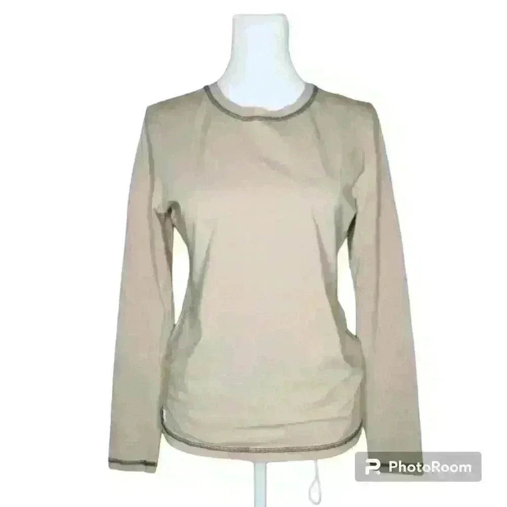Adar women's long sleeve top beige size medium